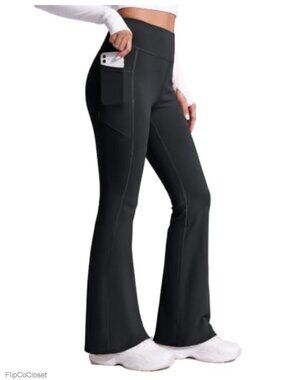 Fleece Lined Waterproof Thermal Flare Leggings High Waist Bootcut Yoga Pants